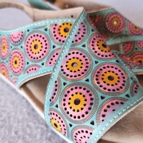 L'Artiste Spring Step Erice Sandal Slingback Buckle Leather Blue Pink - Picture 4 of 12